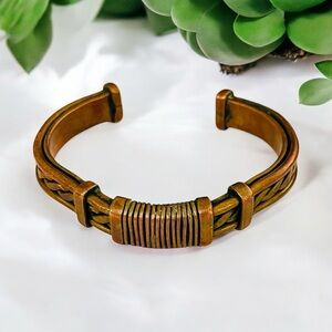 Vintage Brown Brass Twist Cuff Bracelet